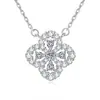 Collar de Plata de Ley S925 Trébol de Cuatro Hojas de la Suerte para Mujer, Joyería de Lujo Ligero, Colgante Completo de Diamante, Cadena Clavicular Versátil de Diseño Simple
