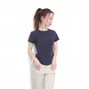 Camiseta Básica de Manga Corta para Mujer, Color Sólido Versátil, Costilla, Verano, 230g, Top Delgado Elástico de Manga Corta