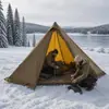 Tienda de campaña de venta caliente transfronteriza para otoño e invierno a prueba de frío, tienda de campaña de camping con apertura de chimenea ignífuga, refugio de tienda de campaña para dos personas al aire libre