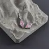 Pendientes de Zirconia Rosa con Forma de Gota Incrustada Simples Chapados en Oro Real de 18K/Rodio Material Accesorios de Joyería
