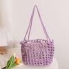 Atacado de Fábrica Moda Bolsa de Algodão Trançado Vazada Nova Bolsa de Palha Trançada em Rede Estilo Férias Bolsa de Praia Bolsa Feminina