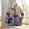 2025 Sitio Independiente Transfronterizo Temu Moda Femenina Chaqueta Acolchada de Algodón Estampado Digital Floral Chaqueta de Algodón para Mujer F249