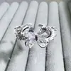 Anillo Abierto de Lujo Ligero Exquisito con Lazo Completo Tachonado de Circonia, Anillo Personalizado Apilable de Mariposa de Gama Alta de Nicho