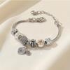 Pulsera Panjia Dora DIY con Cuentas Transfronteriza Explosiones Corona Aleación Gota de Aceite Corazón Candado Diamante Adhesivo Lazo Cobre