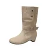 Botines Cortos Retro Maillard Plegables de Doble Uso para Mujer, Nuevo Estilo Otoño/Invierno 2026, Botas Vaqueras Occidentales Adelgazantes que Aumentan la Altura