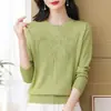 Nuevo Suéter de Punto para Mujer de Primavera y Otoño, Nuevo Top de Punto de Primavera, Suéter Holgado Delgado de Cuello Redondo, Camisa Base Estampada, Algodón Grueso