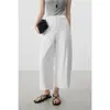 Ambiente RelajadoChic Casual para el Día a Día Divididos Simples de Nueve Puntos Pantalones Casuales de Pierna Ancha Curvos para Mujer Verano 2026