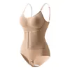 Con Almohadillas en el PechoBody moldeador tipo camisola transfronterizo con soporte para el pecho, control de abdomen, levantamiento de glúteos, doble cierre, diseño de entrepierna triangular