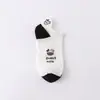 Calcetines Primavera y Verano Rayados Blanco y Negro Calcetines de Barco para Mujer Vaca de Dibujos Animados Bordada Calcetines Bajos Lindos Estilo Universitario Calcetines de Algodón para Mujer