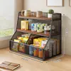 Estante de Almacenamiento de Escritorio Encimera de Cocina Artículos Varios Mesa de Comedor Estante de Almacenamiento para Tazas de Agua Hogar Multicapa Sala de Estar Caja de Almacenamiento para Snacks