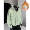 Cárdigan con capucha casual de peso pesado estilo americano, corte extragrande, sudadera de felpa de 480g, diseño deconstruido para hombre, corte holgado