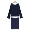 Conjunto de Mujer 2026 Primavera Nuevo Estilo Puro Deseo Estilo Perezoso Suéter de un Hombro Top Falda de Punto Ceñida de Cintura Alta