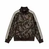Chaqueta retro estilo americano con cuello alto y estampado de leopardo, unisex, sudadera casual de otoño con cremallera, chaqueta deportiva corta a rayas