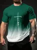 Camiseta de manga corta transfronteriza, jersey de cuello redondo, camiseta de manga corta para hombre con estampado digital 3D de letras, cuello redondo casual, talla grande