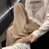Pantalones casuales de pana para hombre, marca de moda, corte holgado, talla grande, otoño/invierno, estilo high-street, pierna recta, pierna ancha, pantalones largos