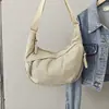 Bolsa Dumpling Feminina Transversal Grande Capacidade Lona Nova Estilo 2026 Simples Versátil Bolsa de Ombro Bolsa para Estudante e Comutador