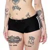 Biquíni estilo retrô com top triângulo de amarrar no pescoço e estampa de listras brancas, maiô sexy de duas peças