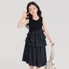 Pudding Haru Ropa Infantil Vestido de Verano Falda Estilo Occidental para Niña Verano 2025 Nuevo Vestido a Cuadros Retro Estilo Coreano para Niños