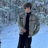 Chaqueta Corta de Mezclilla Americana para Hombre, Gama Alta, Guapo Peluquero, Marca de Moda Chaqueta de Mezclilla con Cuello Alto para Hombre