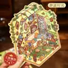 Adesivos de Cenário em Miniatura Mr. Paper: Casa com Luz Quente Casa em Miniatura 3D para Diários Infantis, Colagem Divertida para Alívio do Estresse
