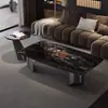 Mesa de Café de Lujo Ligero Estilo Italiano con Piedra de Cristal Ultra, Mesa de Centro Minimalista Moderna, Piedra Microcristalina de Colores, Forma Cuadrada de Alta Gama para Apartamentos Pequeños
