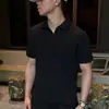 Gola Reversível Manga Curta Shorts Casual Esportivo Verão Masculino Novo Simples Tendência Solto Meio Zíper Conjunto Moda