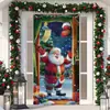 Cortina de puerta navideña TEMU para tienda independiente de Amazon transfronteriza, cortina de puerta de Papá Noel, fondo festivo para fiestas, cortina colgante para puerta