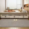 Cama con almacenamiento sin cabecero, cama con almacenamiento de tres cajones, cama tatami para apartamento pequeño, cama de listones con cajones, cama de cuero