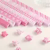 Tiras de Origami Estrela da Sorte Rosa e Pó Qiluo 520 Folhas Estilo Ins Artesanal DIY Presente para Namorada Materiais para Garrafa dos Desejos