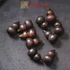 Frasco Giratorio de Calabaza Ébano para Rapé con Junta de Bambú Tallada, Florero Hueco Incrustado con Latón, Simbolizando Prosperidad y Ascensión