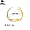 Pulseira de Etiqueta Longa Curva Lisa Simples de Aço Inoxidável Transfronteiriça Europeia e Americana Pulseira com Corrente Cubana de Etiqueta Longa para Gravação a Laser DIY