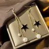 Pendientes Elegantes de Aguja Plateada con Cristales y Borlas Largas, Pendientes Elegantes de Nicho Versátiles, Pendientes Sencillos de Lujo Ligero de Alta Gama para Mujer