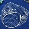 Diadema de Novia de Comercio Exterior Tocado Retro Misterioso Diadema con Máscara de Malla Hueca de Perlas Accesorios para el Cabello de Performance de Bola JM23