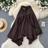 Saia Midi Feminina de Cintura Alta Linha A com Cinto Decorativo, Design Assimétrico, Afunilada, Outono 2026