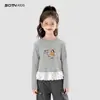 Ropa para Niños Camiseta Rayada de Encaje para Niñas 2026 Otoño Nuevos Tops Elegantes para Niños Ropa de Otoño de Manga Larga para Niños Mayores
