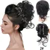 Coque de Cabelo Longo com Extensões de Presilha, Coque Fofo de Cabelo Natural, Penteado de Noiva com Argola de Cabelo de Presilha