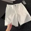 Shorts de Traje Casual Blancos para Hombre, Pantalones de Sarga para Verano con Diseño de Raya Central, Corte Recto Holgado, Pantalones de Tres Cuartos o Cuatro Quintos