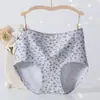 Ropa Interior de Algodón Puro para Mujer, de Cintura Alta, Estampado Floral, Cómodas y Transpirables Bragas Triángulo para Mujeres de Mediana Edad, Comercio Transfronterizo