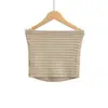 Top Multicolor Texturizado sin Mangas para Mujer, Top Tubo Elástico de Punto Ajustado con Elegante Diseño en la Espalda