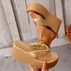 Sandalias de plataforma chancla con cuña de tamaño grande para exteriores, nuevo estilo europeo y americano de verano, chanclas de plataforma de suela gruesa para mujer