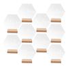 BTU079 tablero de mesa hexagonal acrílico placa de número de mesa de boda tarjeta de mesa de comedor tarjeta de asiento con base de madera UV