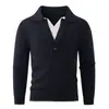 Suéter Retrô Falso Duas Peças com Gola V Masculino para Comércio Exterior Japonês e Coreano, Malha Quente Casual Solta Respirável Outono/Inverno para Homens