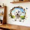 Atacado de Fabricantes Transfronteiriços Adesivos de Parede Impermeáveis Estéreo 3D de Cachorro Autoadesivos para Decoração de Sala de Estar e Quarto, Personalização no Atacado