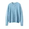 Nuevo Cardigan de Punto 100% Cachemira Otoño/Invierno 2026 Cuello Redondo Manga Larga Botón de Perla Suéter de Cachemira Cepillada
