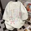 Camiseta de Manga Corta con Estampado de Lazo Graffiti Colorido Estilo Coreano Niche 2026 Verano Nuevo Vintage Holgado