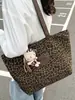 Bolsa de Lona con Estampado de Leopardo para Viajes Transfronterizos, Bolso Tote de Moda Otoñal Nuevo para Mujer Estilo Universitario, Bolso de Tela Casual de Gran Capacidad