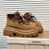 Botas Martin de Alta Gama Estilo Europeo para Mujer, Nueva Moda Otoño e Invierno 2026 Botines con Cordones de Gamuza de Suela Gruesa para Aumentar la Altura
