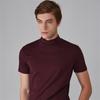 Nueva camiseta juvenil de manga corta con cuello alto pequeño para hombre, cuello medio, color liso, cuello medio alto, camiseta fina de manga corta para el día a día, prenda interior fina