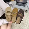 Sapatos Mary Jane vintage de camurça estilo francês, novos para a primavera de 2025, versáteis, bico redondo, fivela dupla, estilo Birkenstock, sapatos casuais
