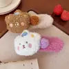 Presilha de Urso Puding de Pelúcia para Mulheres, Grampo de Pato Sem Costura para Outono e Inverno, Presilha Lateral para Franja, Presilha para Testa